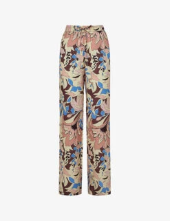 Reiss Liv Floral-print Wide-leg High-rise Woven Trousers