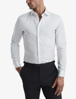 Reiss Remote Slim-fit Cotton Shirt -Selfridges Store R04080307 WHITE ALT02