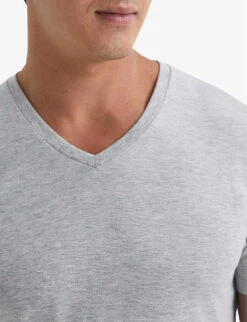 Reiss Dayton V-neck Cotton-jersey T-shirt -Selfridges Store R04080317 GREYMARL ALT04