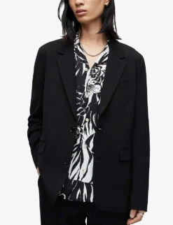 AllSaints Helm Single-breasted Stretch-woven Blazer -Selfridges Store R04080476 BLACK ALT02