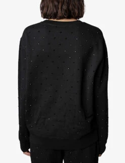 Zadig & Voltaire Nala Logo-print Rhinestone-embellished Cotton-jersey Sweatshirt -Selfridges Store R04080517 NOIR ALT03