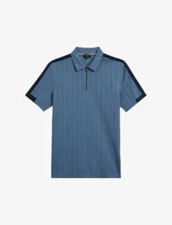 Ted Baker Abloom Zipped Cotton-blend Polo Shirt