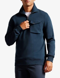 Ted Baker Ecos Funnel-neck Cotton-blend Sweatshirt -Selfridges Store R04080976 NAVY ALT02