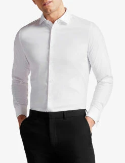 Ted Baker Witree Slim-fit Stretch-cotton Shirt -Selfridges Store R04080983 WHITE ALT02