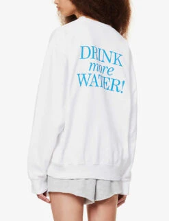 Drink Water Relaxed-fit Cotton-jersey Sweatshirt -Selfridges Store R04081044 WHITEOCEAN ALT03