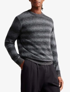 Ted Baker Abulti Striped Stretch-knit Jumper 6 Ted Baker Abulti Striped Stretch-knit Jumper -Selfridges Store R04081057 LTGREY ALT02