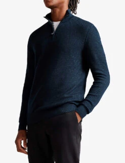 Ted Baker Meaddo Funnel-neck Cotton-blend Jumper -Selfridges Store R04081058 NAVY ALT02