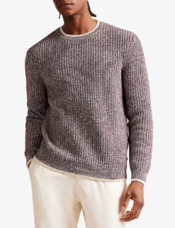 Ted Baker Overhal Crewneck Knitted Jumper -Selfridges Store R04081069 MAROON ALT02