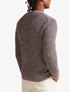 Ted Baker Overhal Crewneck Knitted Jumper -Selfridges Store R04081069 MAROON ALT03