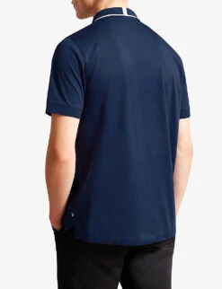 Ted Baker Contrast-piping Cotton Polo Shirt -Selfridges Store R04081073 NAVYBLUE ALT03