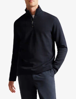 Ted Baker Morric Half-zip Stretch-woven Jumper -Selfridges Store R04081080 NAVY ALT02