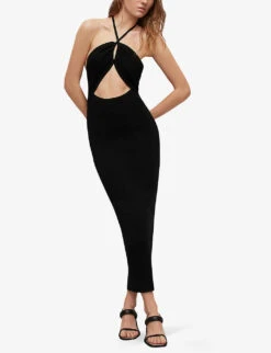 AllSaints Toni Halter-neck Woven Maxi Dress 7 AllSaints Toni Halter-neck Woven Maxi Dress -Selfridges Store R04081369 BLACK ALT02