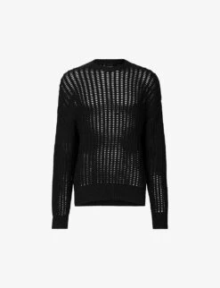 AllSaints Reese Open Woven-pattern Organic-cotton Jumper