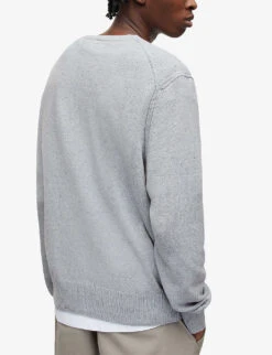 AllSaints Brice Logo-embroidered Recycled Cotton-blend Jumper 8 AllSaints Brice Logo-embroidered Recycled Cotton-blend Jumper -Selfridges Store R04081398 DENIMBLUEMAR ALT03