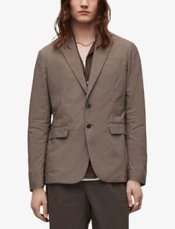 AllSaints Canta Single-breasted Regular-fit Cotton Blazer 7 AllSaints Canta Single-breasted Regular-fit Cotton Blazer -Selfridges Store R04081432 EARTHYBROWN ALT02