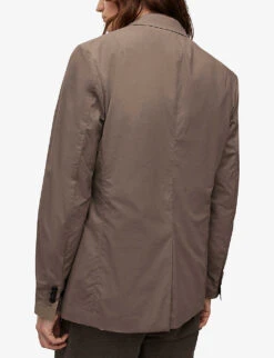 AllSaints Canta Single-breasted Regular-fit Cotton Blazer 8 AllSaints Canta Single-breasted Regular-fit Cotton Blazer -Selfridges Store R04081432 EARTHYBROWN ALT03