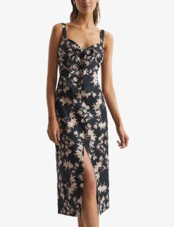 Reiss Aleen Floral-print Linen Midi Dress 7 Reiss Aleen Floral-print Linen Midi Dress -Selfridges Store R04082313 BLACKBLUSH ALT02