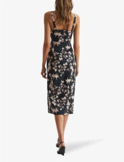 Reiss Aleen Floral-print Linen Midi Dress 8 Reiss Aleen Floral-print Linen Midi Dress -Selfridges Store R04082313 BLACKBLUSH ALT03