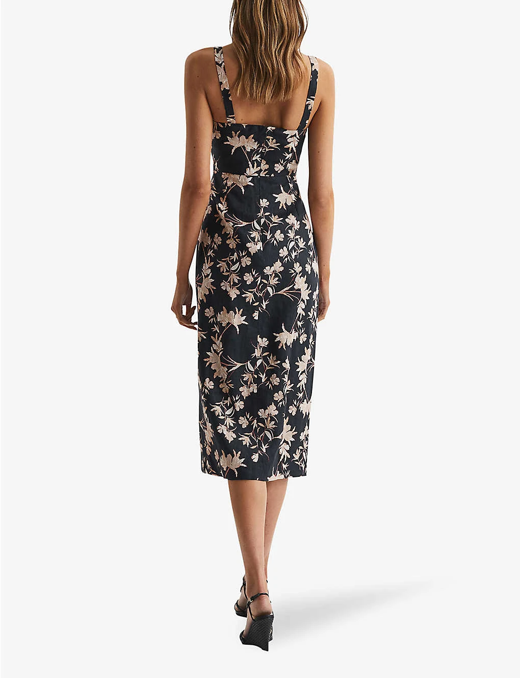 Reiss Aleen Floral-print Linen Midi Dress 4 Reiss Aleen Floral-print Linen Midi Dress - Image 4