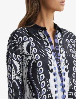 Reiss Rose Abstract-print Woven Shirt -Selfridges Store R04082354 NAVYWHITE ALT04