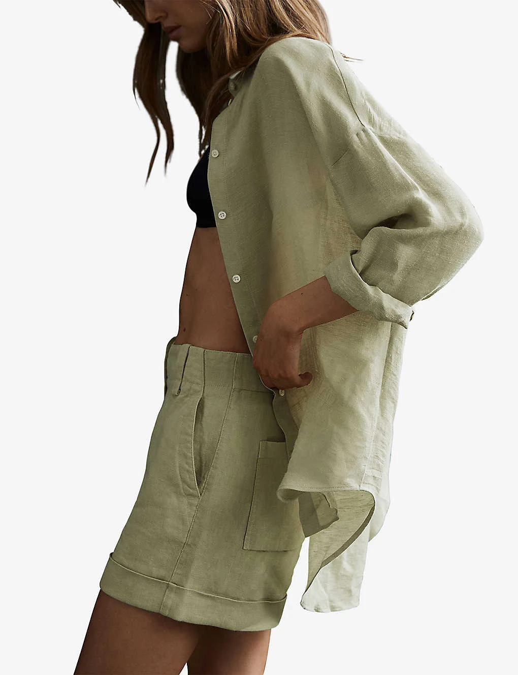 Reiss Ellis Long-sleeved Oversized Linen-blend Shirt 3 Reiss Ellis Long-sleeved Oversized Linen-blend Shirt - Image 3