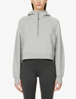 Lululemon Scuba Brand-embroidered Cotton-blend Hoody -Selfridges Store R04082430 HEATHEREDCOREMEDGREY ALT02