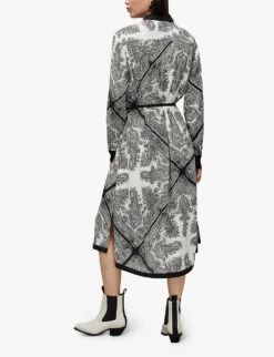 AllSaints Anya Rafaela Paisley-print Woven Midi Dress -Selfridges Store R04082720 OFFWHITE ALT03