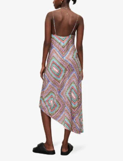 AllSaints Alexia Luisa Graphic-print Woven Midi Dress -Selfridges Store R04082721 RAINBOWBLUE ALT03