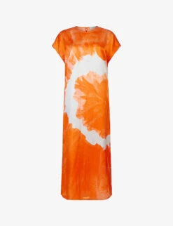 AllSaints Tie-dye-print Silk-blend Maxi Dress