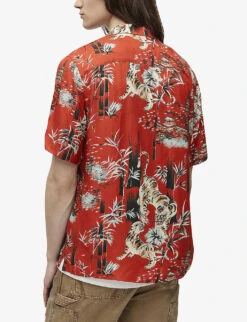 AllSaints Tagise Tiger-print Woven Shirt -Selfridges Store R04082742 RUBYRED ALT03