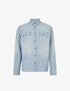 AllSaints Sire Patch-pocket Regular-fit Recycled-cotton Denim Shirt