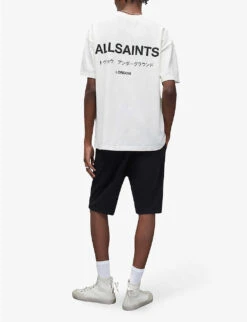 AllSaints Underground Logo-print Organic-cotton Shorts -Selfridges Store R04086672 JTBLKOPTICW ALT03