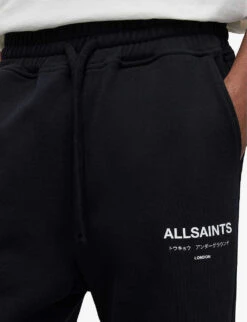 AllSaints Underground Logo-print Organic-cotton Shorts -Selfridges Store R04086672 JTBLKOPTICW ALT04
