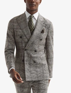 Reiss Alfredo Prince Of Wales-check Wool Blazer -Selfridges Store R04086942 BROWN ALT02