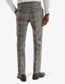 Reiss Alfredo Prince Of Wales-check Wool Trousers -Selfridges Store R04086969 BROWN ALT03