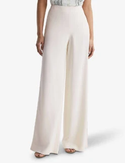 Reiss Carlie Wide-leg Mid-rise Stretch-woven Trousers -Selfridges Store R04086993 CREAM ALT02