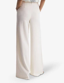 Reiss Carlie Wide-leg Mid-rise Stretch-woven Trousers -Selfridges Store R04086993 CREAM ALT03
