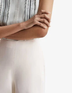 Reiss Carlie Wide-leg Mid-rise Stretch-woven Trousers -Selfridges Store R04086993 CREAM ALT04