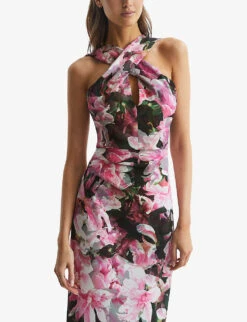 Reiss Ella Floral Stretch-woven Pencil Dress 7 Reiss Ella Floral Stretch-woven Pencil Dress -Selfridges Store R04087021 PINK ALT02