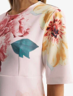 Reiss Tory Floral-print Stretch-woven Mini Shift Dress -Selfridges Store R04087023 PINK ALT04