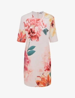 Reiss Tory Floral-print Stretch-woven Mini Shift Dress