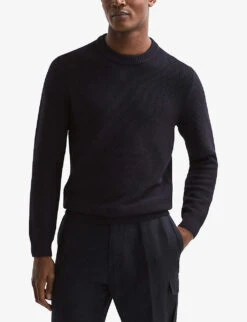 Reiss Cole Ribbed Knitted Jumper -Selfridges Store R04087063 NAVY ALT02