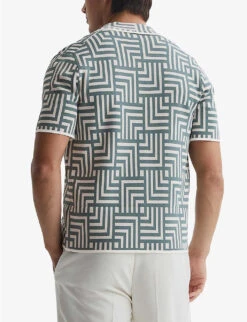 Reiss Milo Abstract-print Woven Shirt -Selfridges Store R04087069 SAGE ALT03