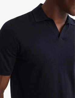 Reiss Malbec Slim-fit Wool And Silk-blend Polo Shirt -Selfridges Store R04087076 NAVY ALT04
