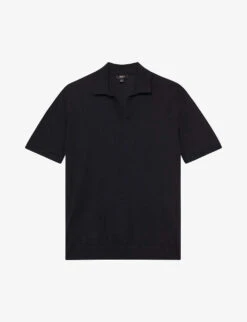 Reiss Malbec Slim-fit Wool And Silk-blend Polo Shirt
