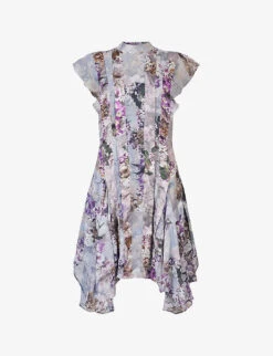 AllSaints Lucia Floral-print Recycled-polyester Mini Dress