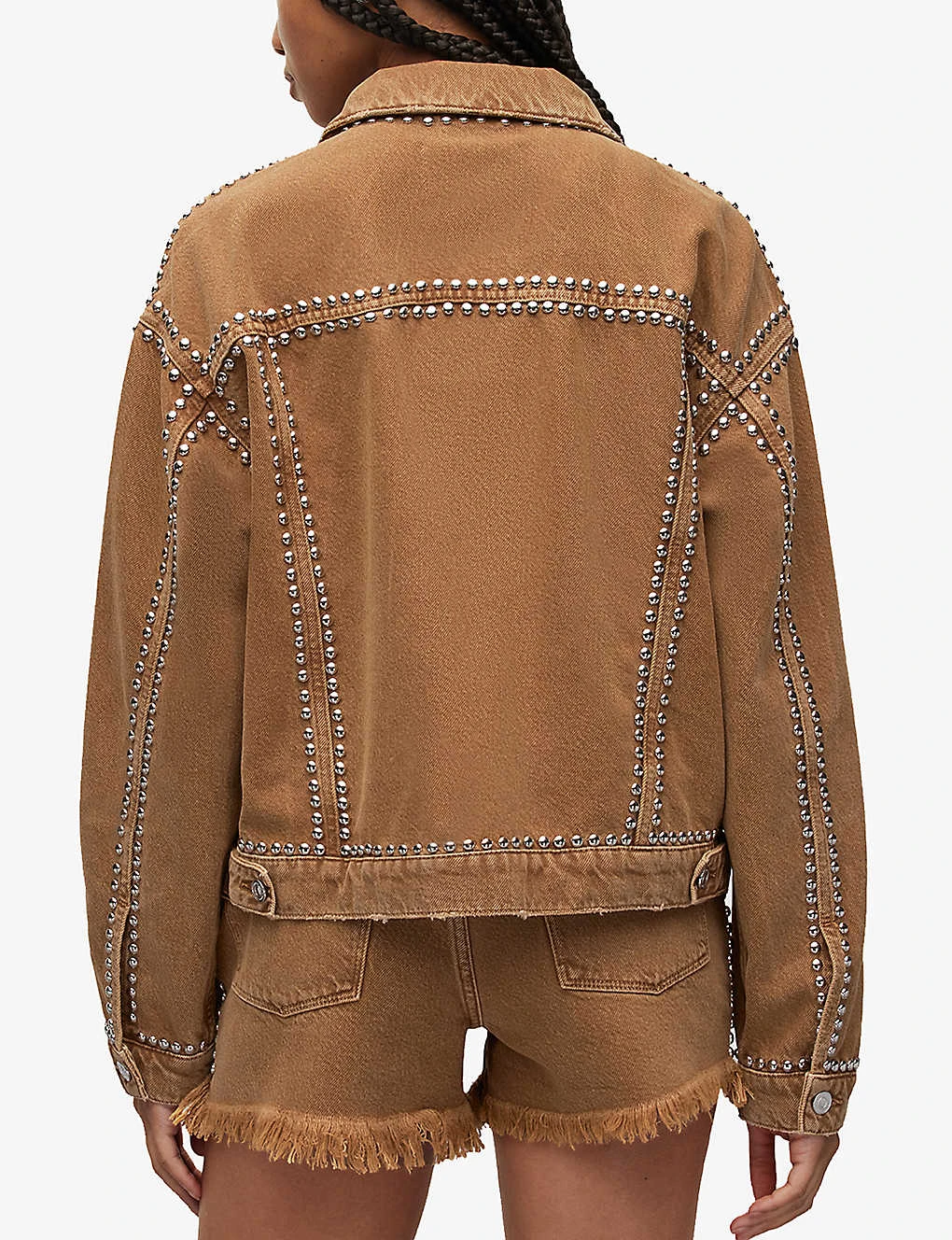 AllSaints Bella Stud-embellished Relaxed-fit Cotton-blend Jacket 4 AllSaints Bella Stud-embellished Relaxed-fit Cotton-blend Jacket - Image 4