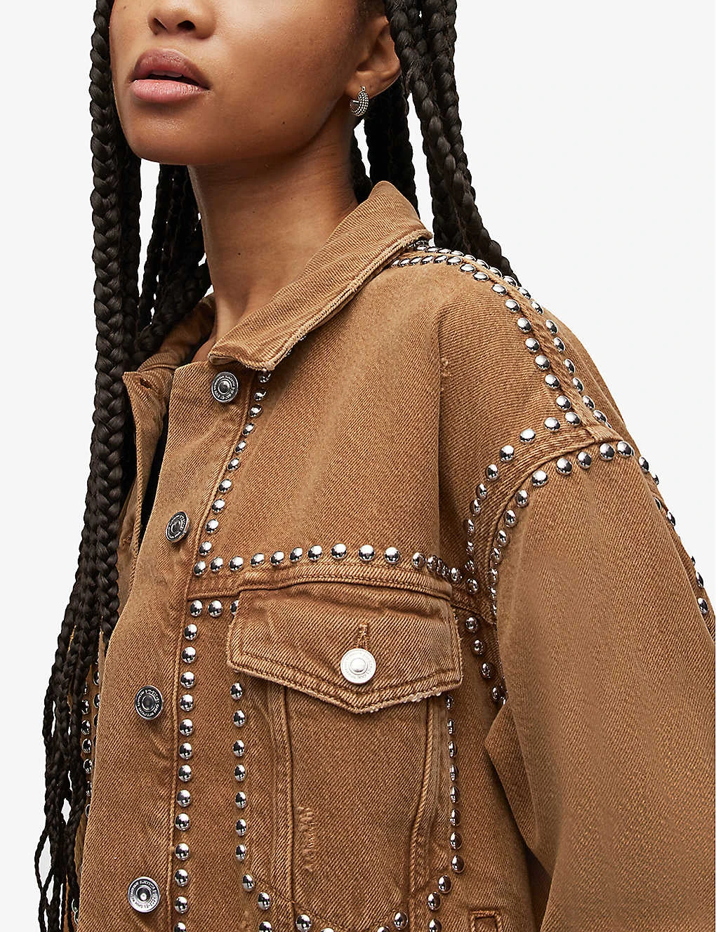 AllSaints Bella Stud-embellished Relaxed-fit Cotton-blend Jacket 5 AllSaints Bella Stud-embellished Relaxed-fit Cotton-blend Jacket - Image 5