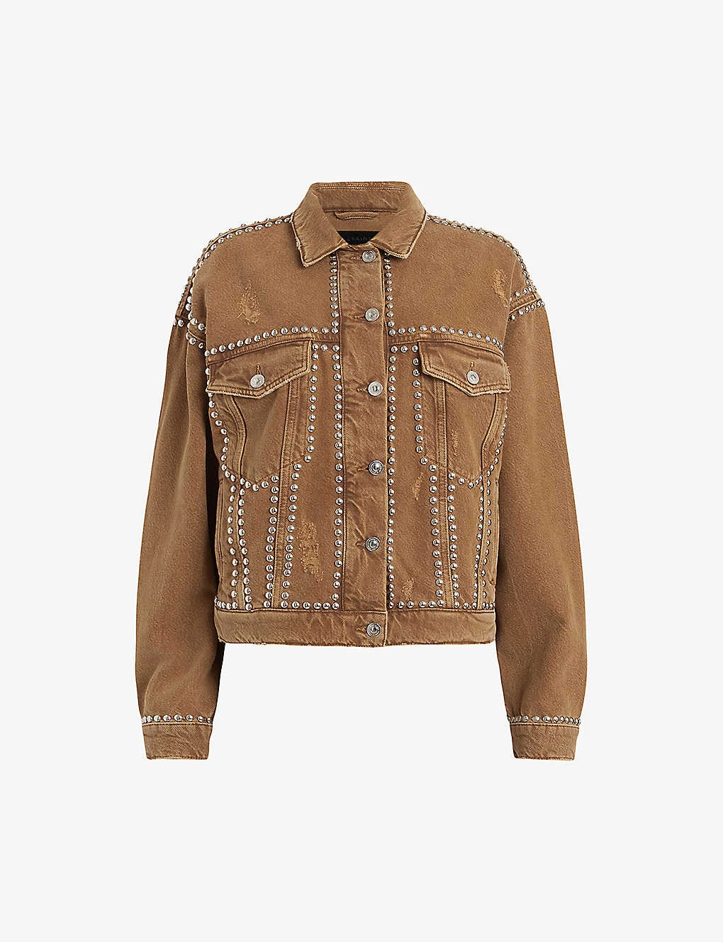 AllSaints Bella Stud-embellished Relaxed-fit Cotton-blend Jacket 1 AllSaints Bella Stud-embellished Relaxed-fit Cotton-blend Jacket