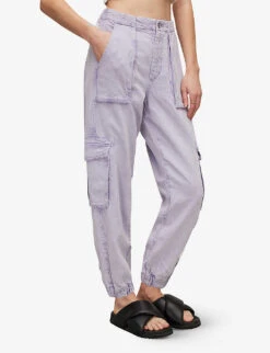AllSaints Frieda High-rise Tapered-leg Linen-blend Trousers -Selfridges Store R04087411 WASHEDPURPLE ALT02